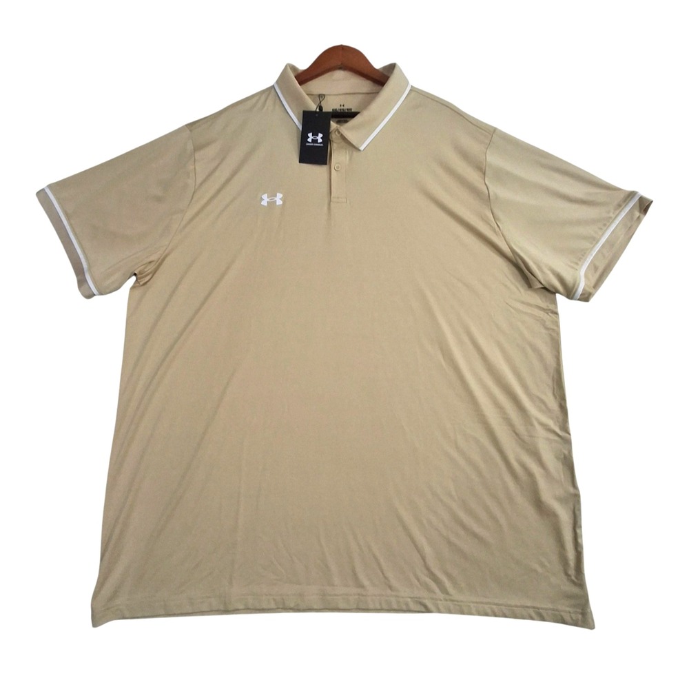 Under Armour Team Tipped Polo Shirt Mens 4XL Tan New